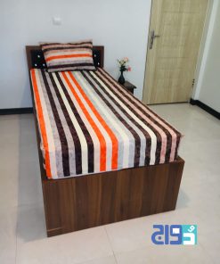 خریدروتختی و ملحفه کشدار طرح پیام قهوه ای نارنجی