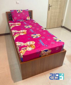 روتختی کشدار و روبالشتی دخترانه صورتی کارتونی السا و آنا