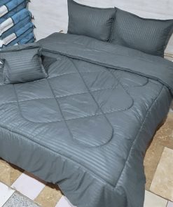 سرویس لحاف روتختی دونفره طوسی راه راه